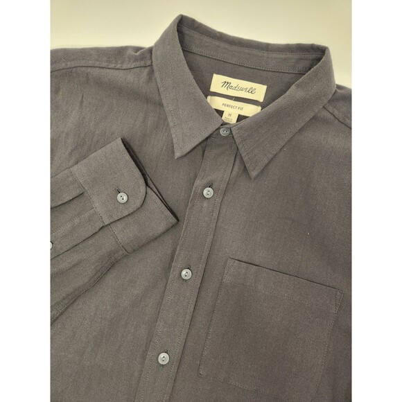 Madewell Shirt Men's M Gray Long Sleeve Button Up Perfect Fit Casual Cotton - Picture 1 of 7
